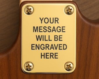 Custom Engraved Gold Finish Steel Guitar Neck Plate