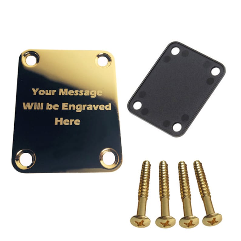 Custom Engraved Gold Plated Steel Guitar Neck Plate Etsy