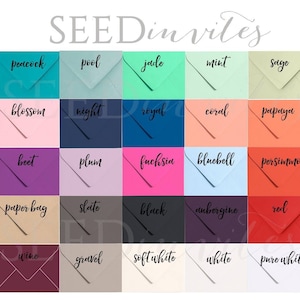 50 A1 RSVP Envelopes 3.5x5 Invitation Envelope - 80# Premium Paper Source Pointed Flap - Red Pink Navy Blue Purple Mint Green Coral Black