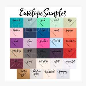 A7 5x7 Envelopes SAMPLE - #80 Premium Paper Source Euro Pointed Flap - Choose Color- Red Pink Navy Blue Purple Mint Coral Black White Green