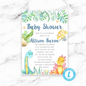 Dinosaur Baby Shower Baby Shower Invitation - Baby Boy Girl Dino Gender Neutral - Printable Editable Instant Download JPEG PDF