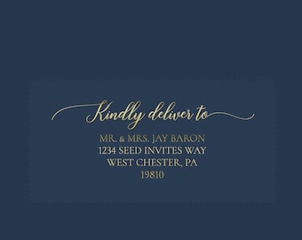 Clear Gold Foil Guest Address Labels or Recipient Address Labels, Calligraphy Address Printing, Envelope Addressing, Printed Addresses