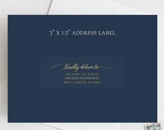 3"x1.5" Clear Gold Foil Guest Address Labels, Recipient Address Labels, Calligraphy Address Printing, Envelope Addressing, Printed Addresses