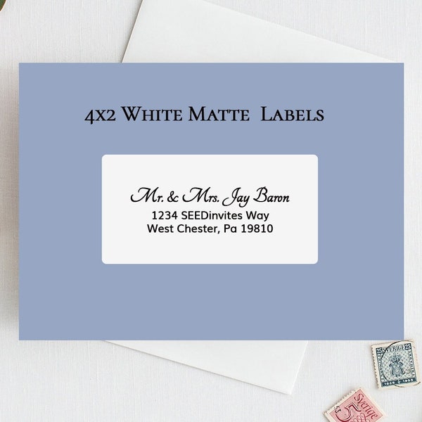 Matte White Address Labels - Guest Recipient Labels - Calligraphy Address Printing Envelope Addressing Printed 2x4 Stickers, Wedding Invites