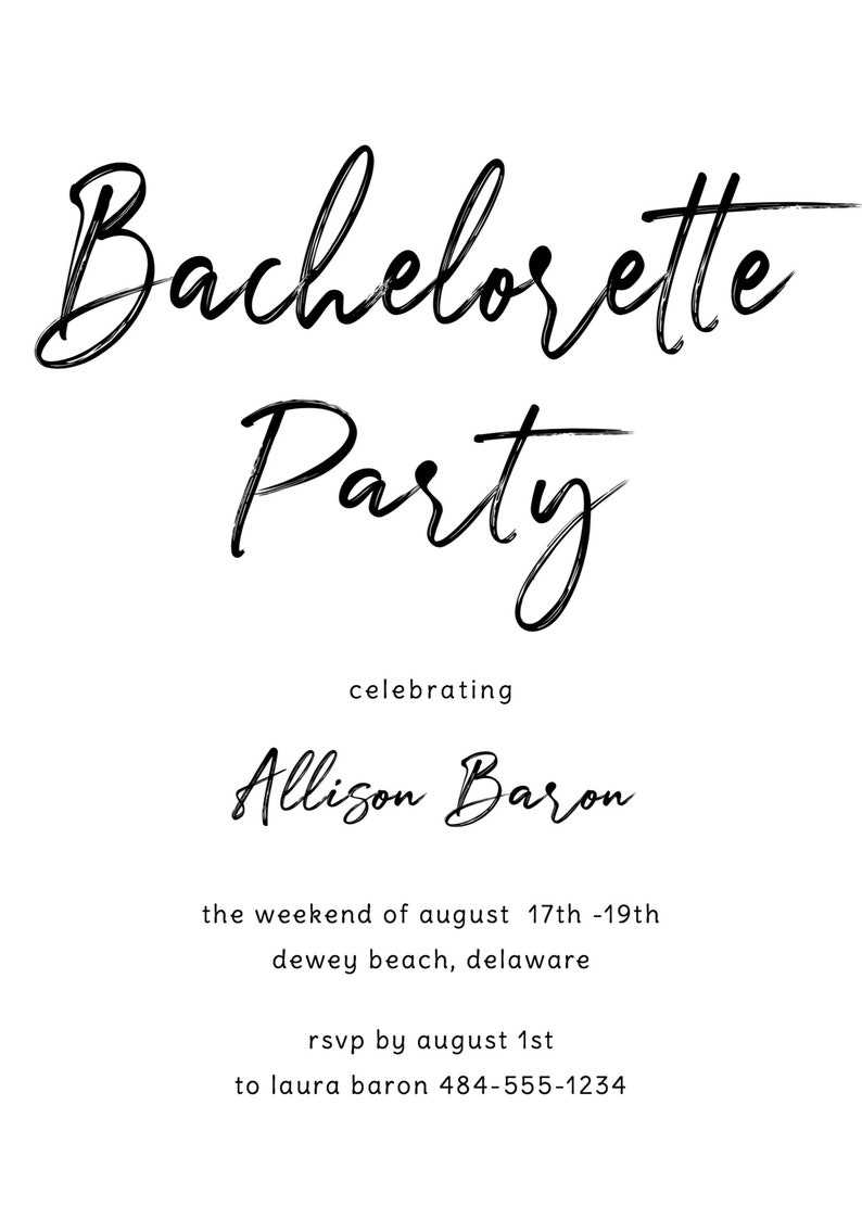 Weekend Bachelorette Party Invitation and Itinerary Detail | Etsy