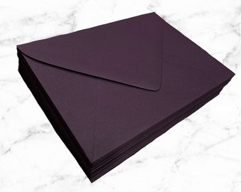 25 Dark Purple A7 Envelopes, Aubergine Envelopes, Plum Eggplant Envelopes, Dark Purple Wedding Invitation Envelopes, 5x7 A7 or 4bar A1 RSVP