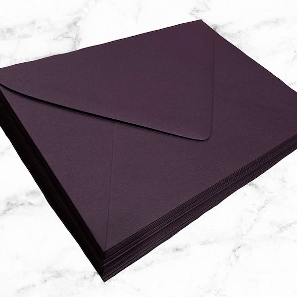 25 Dark Purple A7 Envelopes, Aubergine Envelopes, Plum Eggplant Envelopes, Dark Purple Wedding Invitation Envelopes, 5x7 A7 or 4bar A1 RSVP