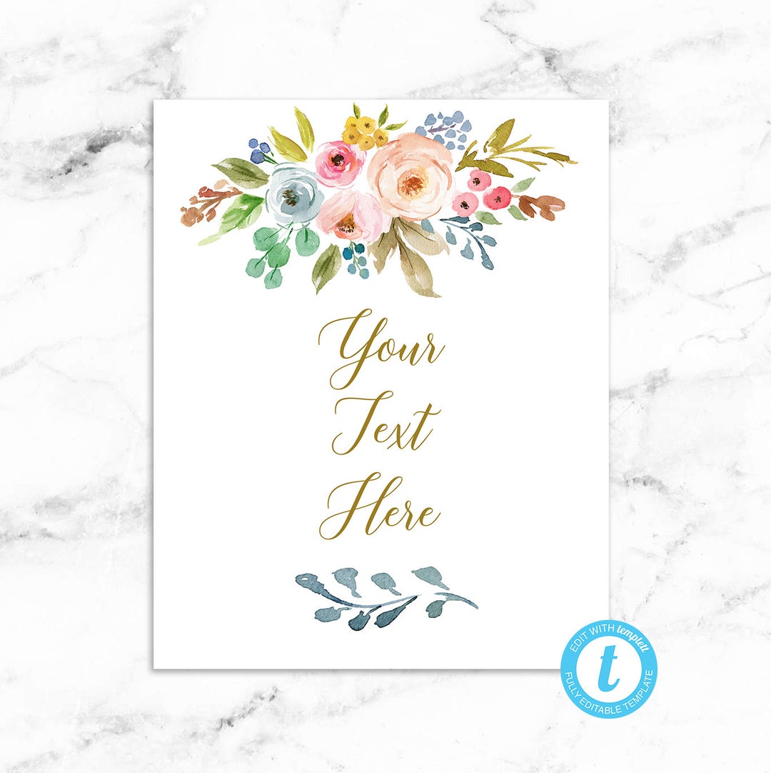 Custom Text Wedding Sign Printable Download - Colorful Watercolor ...