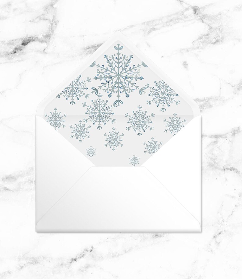 Snowflake Wedding Invitation template, Winter Wedding Invite, Printable Template Editable Download image 7