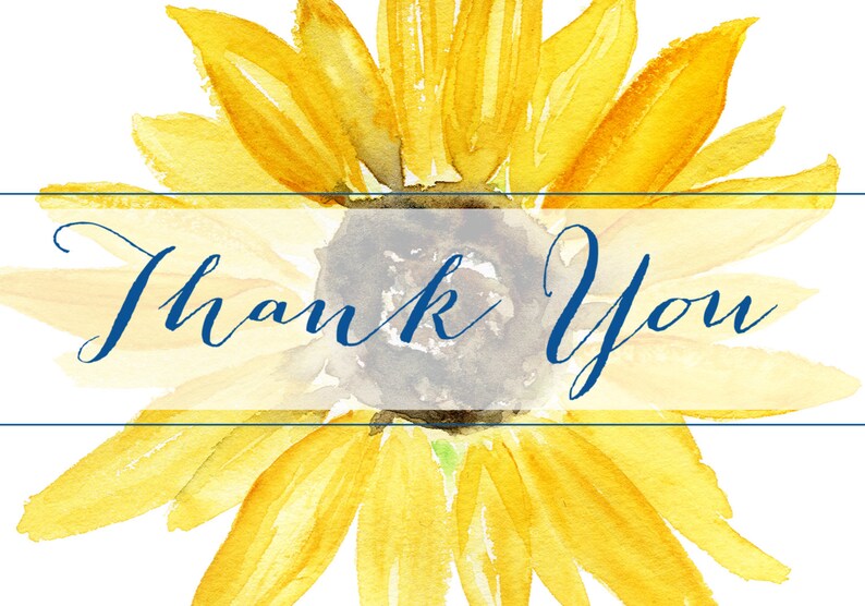 Sunflower Thank You Card Rustic Wedding Thank You Bridal - Etsy