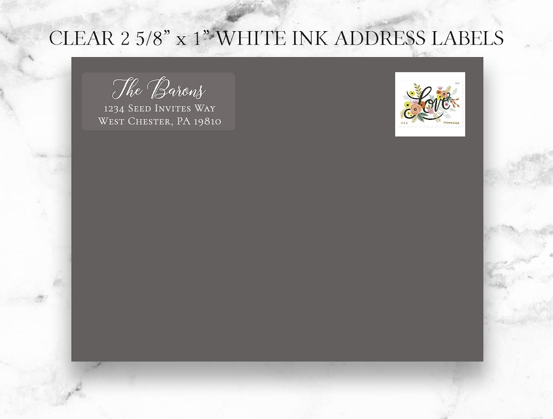 Clear Return White Ink Address Labels , Calligraphy Address Printing