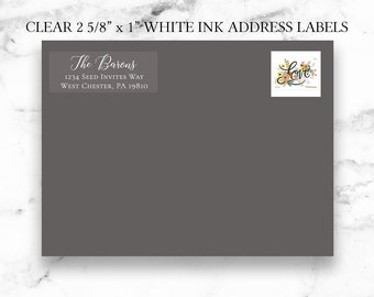 White Ink Address Labels , Wedding Guest or Return Address Label , Clear Labels, Addressing, Printed Addresses - Digital Printed Calligraphy