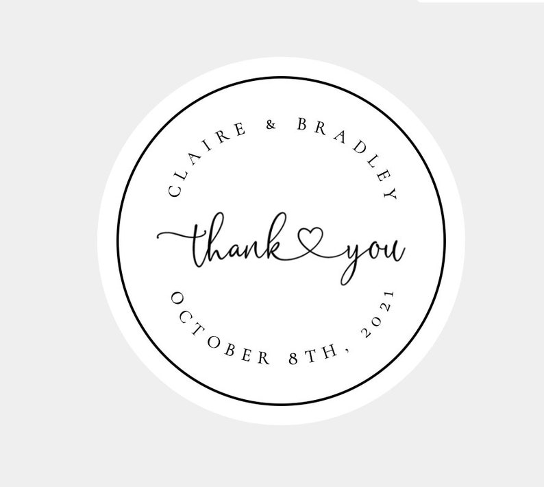 2" Custom Real Foil Wedding Thank You Stickers - Gold - Rose Gold ...