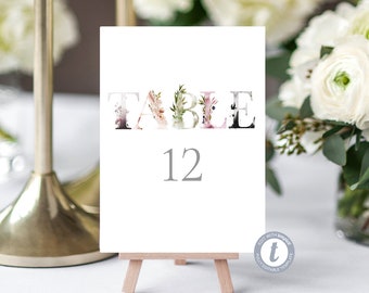 Boho Wedding Table Numbers Sign - Woodland Watercolor - Editable Table Number Template - Printable DIY PDF JPEG File - 5x7