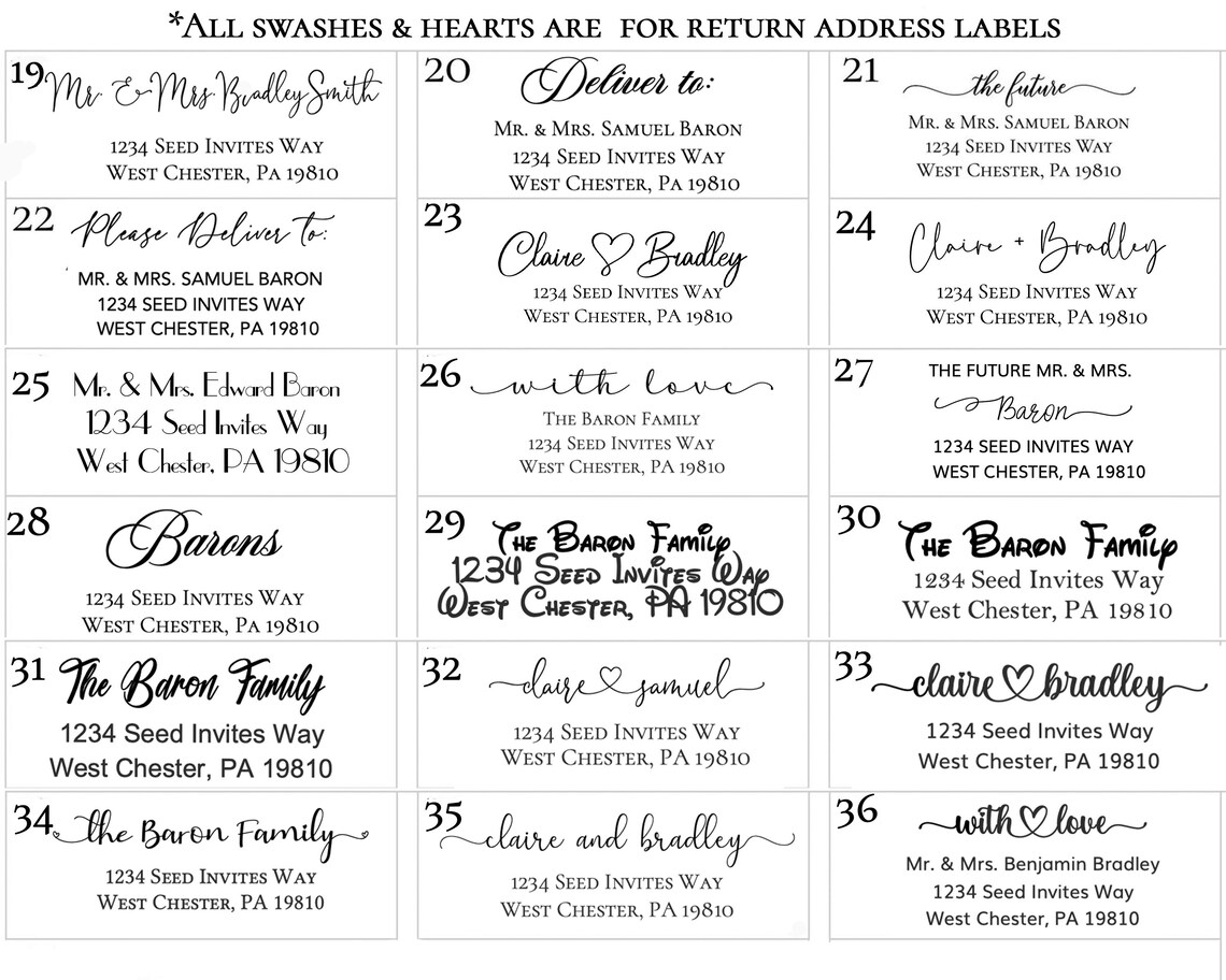 White Ink Address Labels , Wedding Guest or Return Address Label ...