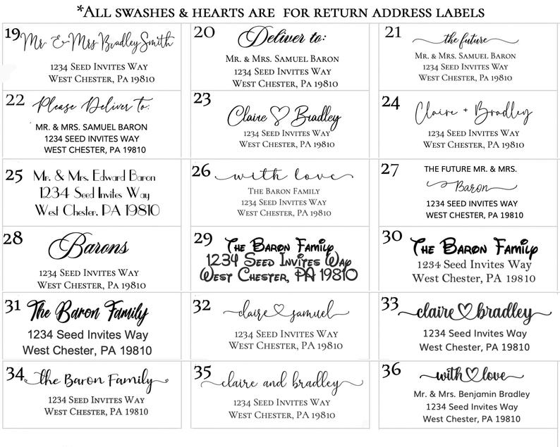 White Ink Address Labels , Wedding Guest or Return Address Label ...