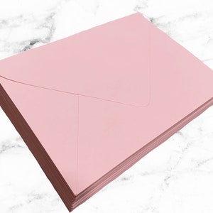 25 Pink A7 Envelopes, Baby Pink Envelope, Pointed Flap, 5x7 Pink Invitation Envelope