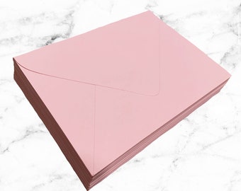 25 Pink A7 Envelopes, Baby Pink Envelope, Pointed Flap, 5x7 Pink Invitation Envelope