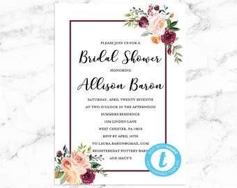 Floral Bridal Shower Invitation - Editable Instant Download - RILEY FLORAL