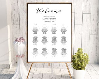 Modern Wedding Seating Chart Sign Poster - Modern Script Calligraphy - Editable Template - Printable DIY PDF JPEG File MS1 - 18x24 or 24x36