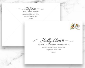 A7 Envelope Addressing, Calligraphy Envelope Address Printing - Guest & Return Address - Digital Printed Calligraphy