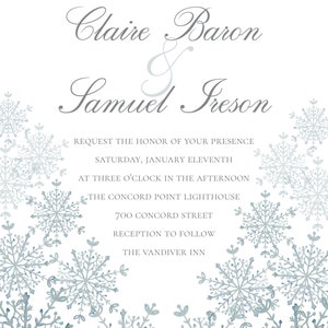 Snowflake Wedding Invitation template, Winter Wedding Invite, Printable Template Editable Download image 2