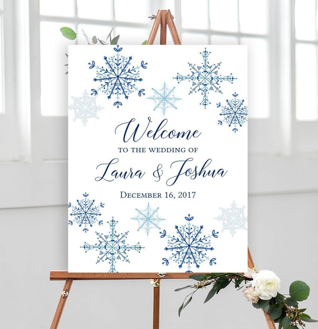Snowflake Wedding Welcome Sign Poster - Winter Snowflake Wedding ...