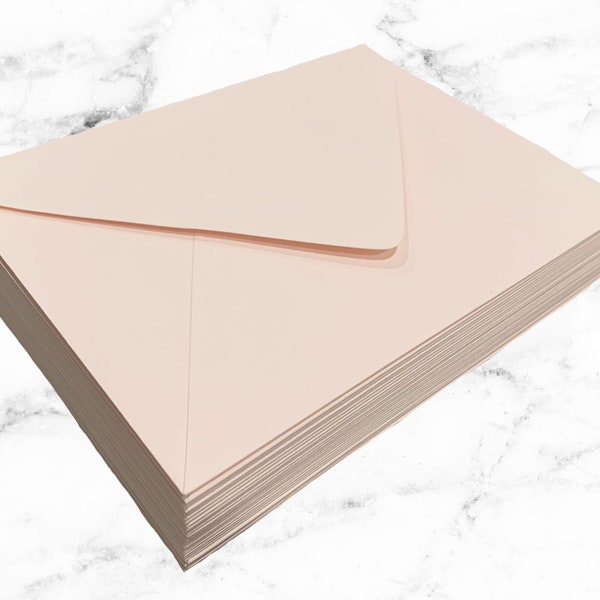 25 Blush Pale Light Pink A7 5x7 Invitation or A1 (4Bar) RSVP  or A6 Pointed Flap Envelopes - Blush Pale Pink Luxe Blush Paper Source Envelop