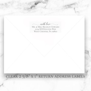 Guest or Return Address Labels, Clear Gold Foil Labels, Calligraphy Address Printing, Envelope Addressing, Printed Mailing Labels 2 5/8 x 1 image 10