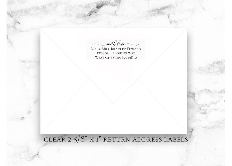 Guest or Return Address Labels, Clear Gold Foil Labels, Calligraphy Address Printing, Envelope Addressing, Printed Mailing Labels 2 5/8 x 1 image 10