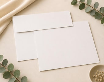 Blank White Card & Envelope - Ready to Print Cards for Invitations - Set of 50