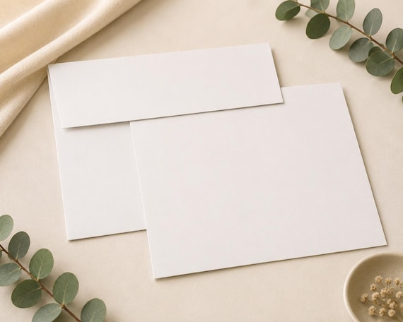 Blank White Card & Envelope - Ready to Print Cards for Invitations - Set of 50