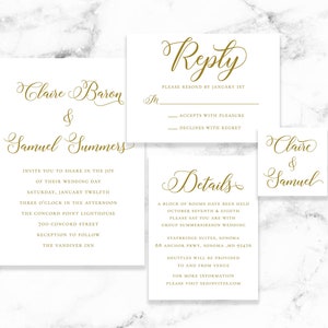 Calligraphy Wedding Invitation Suite - Modern Large Script - Printable Template Editable Instant Download Invites Set - Templett