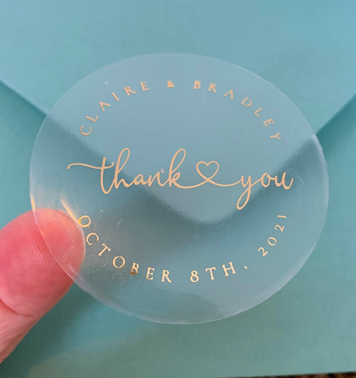2" Custom Real Foil Wedding Thank You Stickers - Gold - Rose Gold ...