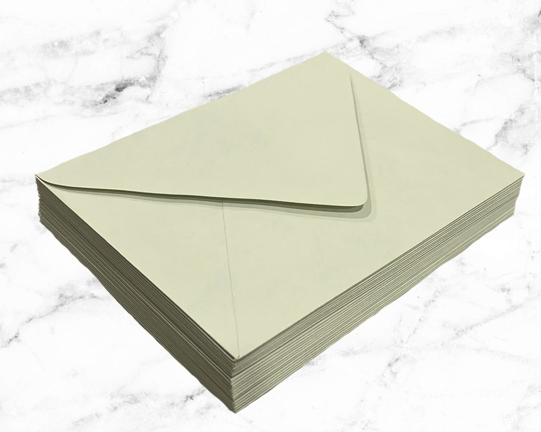 25 Eucalyptus Green Envelopes, 5x7 A7 Pointed Flap Envelopes