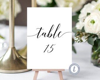 Wedding Table Numbers Sign - Modern Script - Editable Template - Printable DIY PDF JPEG File - 5x7