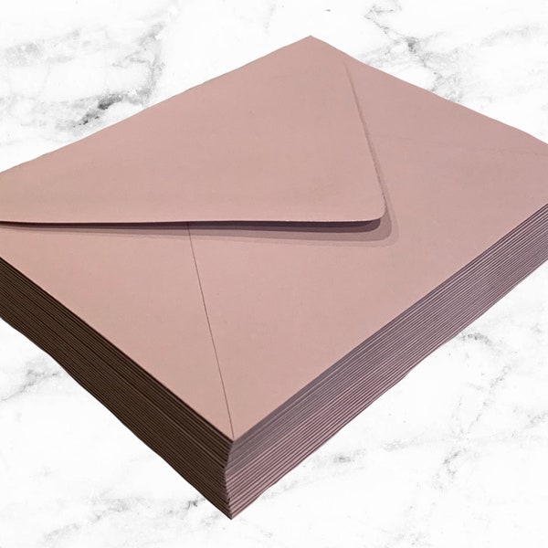 25 Rose Pink A7 Envelopes or A1 Envelopes, Dusty Pink Envelope, Pointed Flap, 5x7 Pink Invitation Envelope, Girl Baby Shower