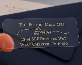 The Future Mr. & Mrs. Wedding Return Address Label Save The Date Label with Gold Foil Lettering