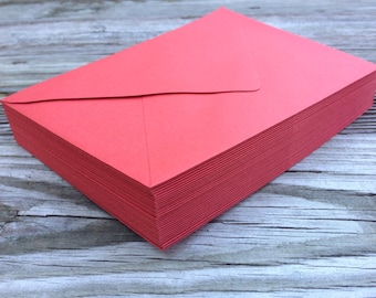 25 A7 Persimmon Burnt Red 5x7 Wedding Invitation Pointed Euro Flap Envelopes - Burnt Red Orange Persimmon #80 Premium Paper Source Envelope