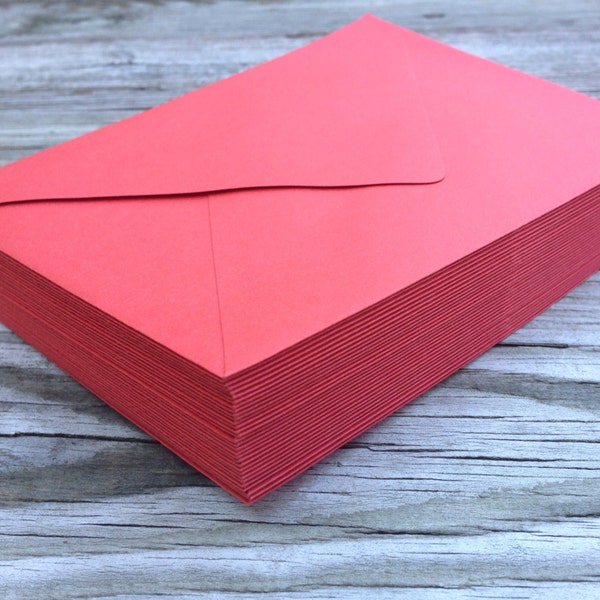 25 A7 Persimmon Burnt Red 5x7 Wedding Invitation Pointed Euro Flap Envelopes - Burnt Red Orange Persimmon #80 Premium Paper Source Envelope