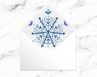 Printable Envelope Liner - Winter Snowflake - A7 5x7 Envelope - Printable Instant Download PDF