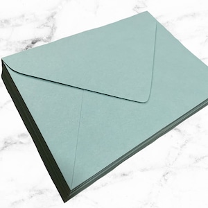 25 A7 Pool Blue Envelopes, 5x7 A7 Pointed Flap Envelopes, Green Wedding Envelopes, Light Teal Wedding Baby Shower Envelope , A7 Envelope