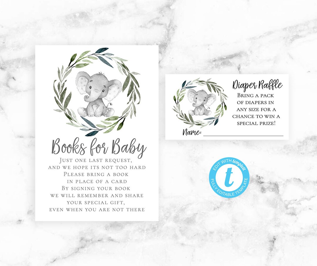 Baby Shower Invitation Add on Books for Baby & Diaper Raffle Etsy