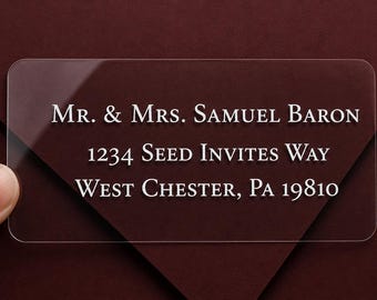White Ink Clear Wedding Address Labels - Medium Labels 3"x1.5"