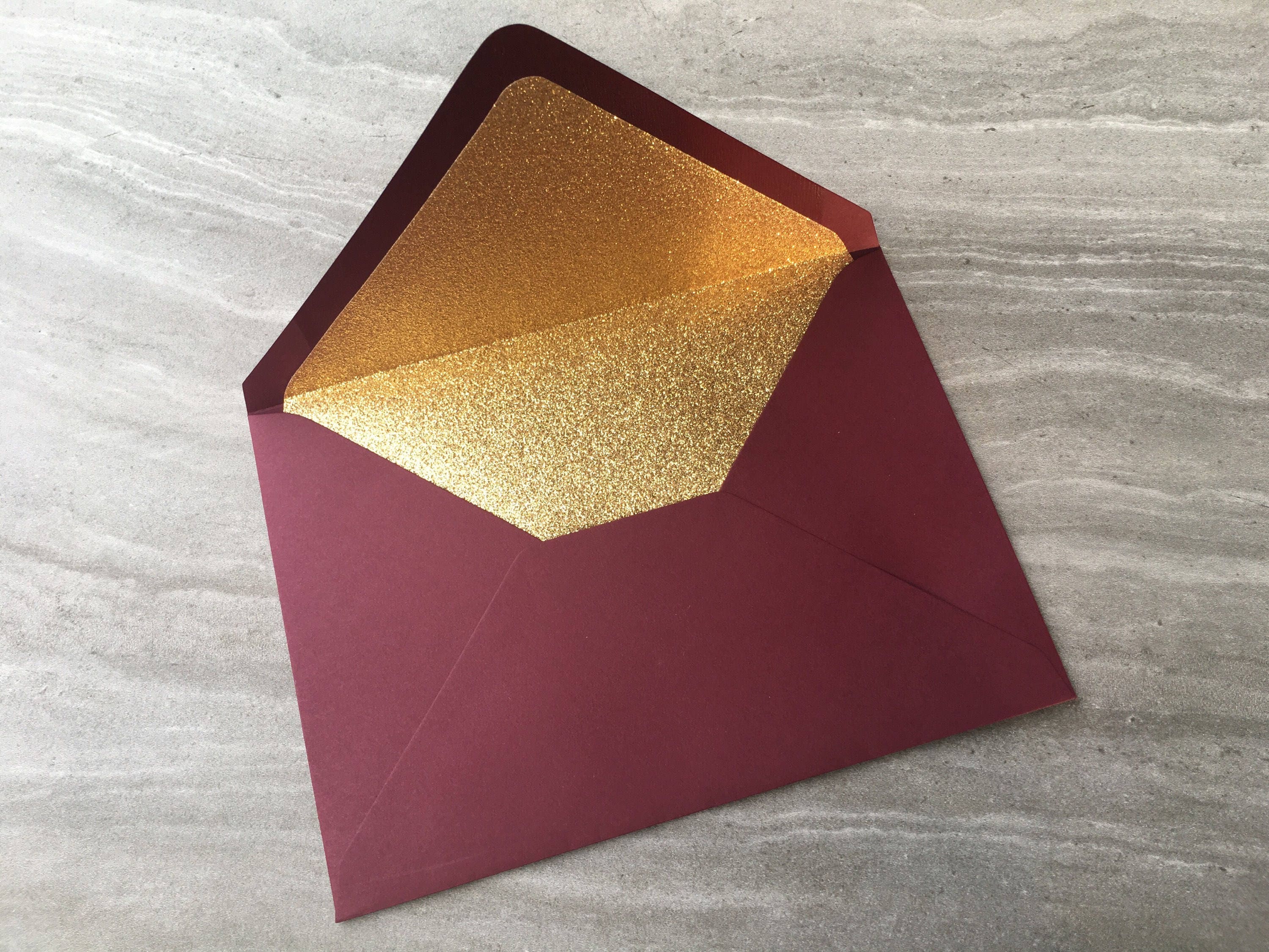 Wine Burgundy Glitter Lined Envelopes A7 5x7 Gold or Silver Etsy UK