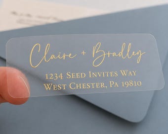 Guest or Return Clear Address Labels, Wedding Address Labels, Envelope Addressing, Printed Mailing Labels 2 5/8” x 1