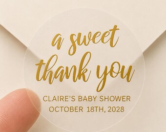 A Sweet Thank You Wedding Favor Stickers - Bridal Shower Favors - 20 labels per sheet