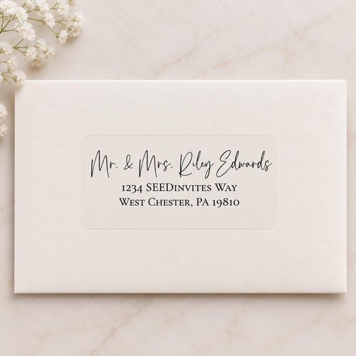 Clear Address Labels, Black Ink Guest Address Labels, Personalized Recipient Address Labels, Wedding Envelope Mailing Labels 4x2