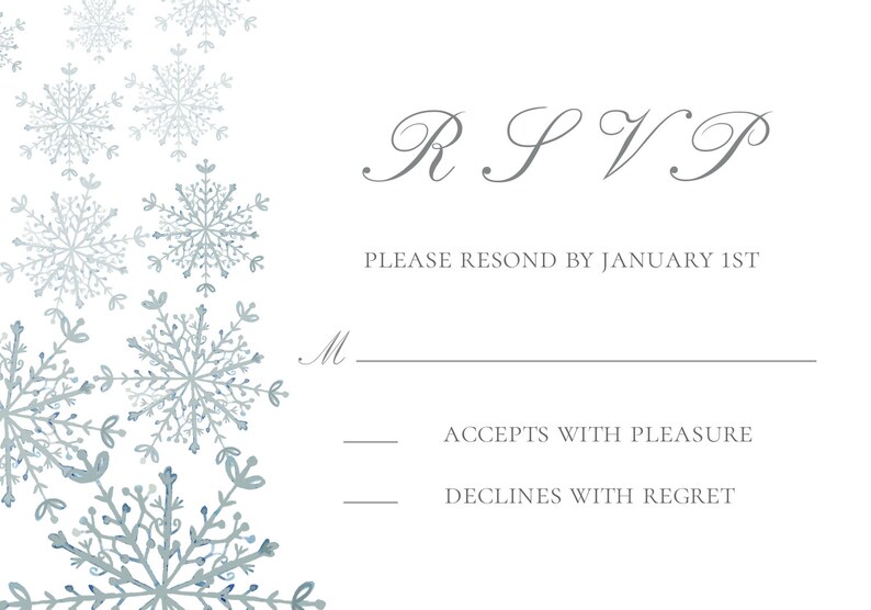 Snowflake Wedding Invitation template, Winter Wedding Invite, Printable Template Editable Download image 3