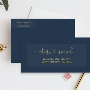 Guest or Return Address Labels, Clear Gold Foil Labels, Calligraphy Address Printing, Envelope Addressing, Printed Mailing Labels 2 5/8 x 1 image 6